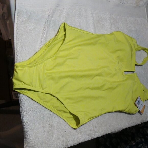 Kona Sol Women's One Piece Swimsuit Tummy Control U-Wire Lime Medium (8-10) - Picture 3 of 16